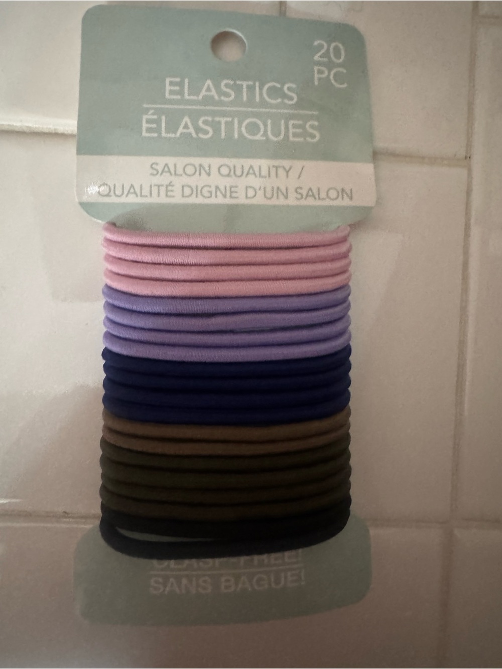 Salon Quality 20-Pack Women’s Hair Elastics - Pink, Purple, Blue, Brown, Black
